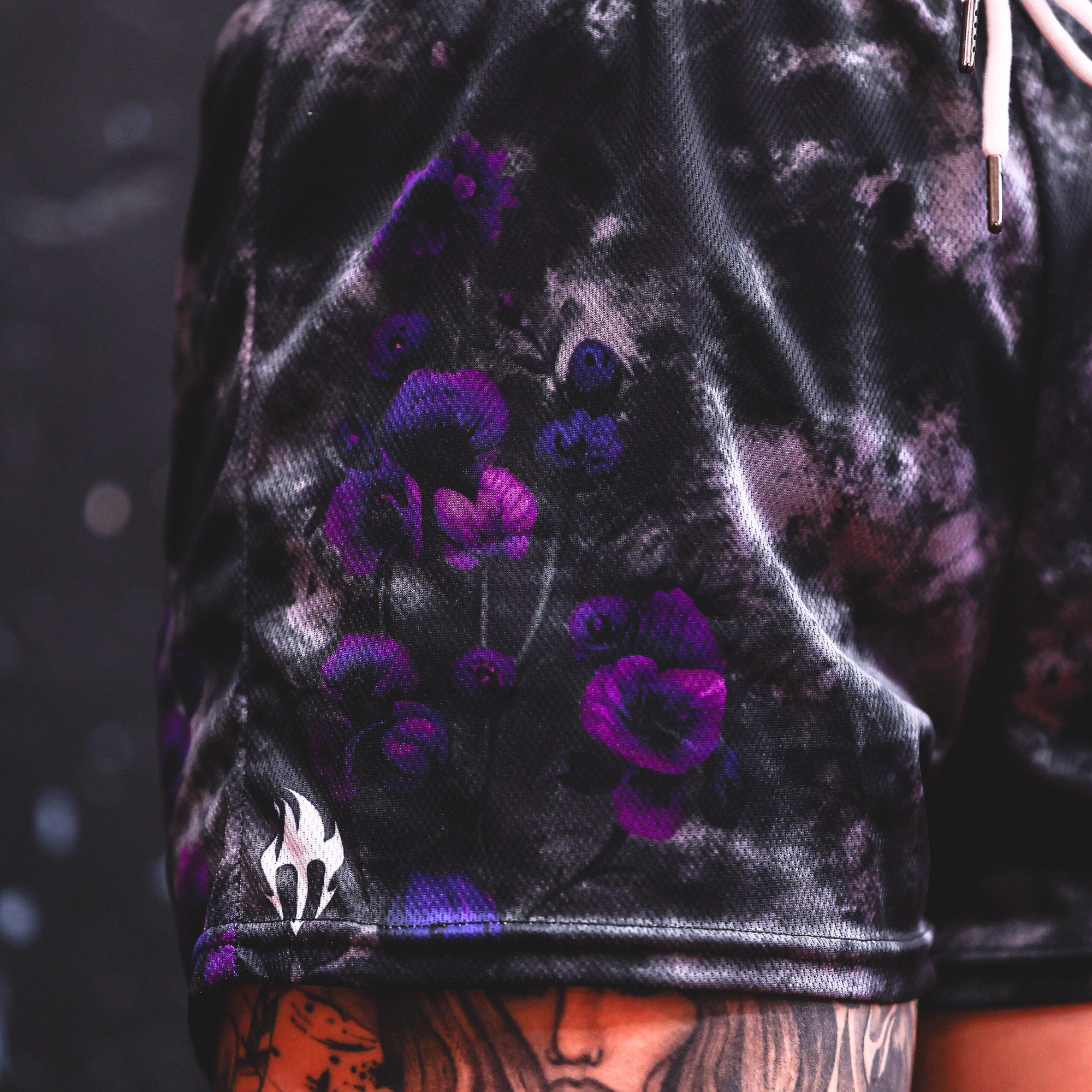 Women's mesh shorts "Midnight bloom"