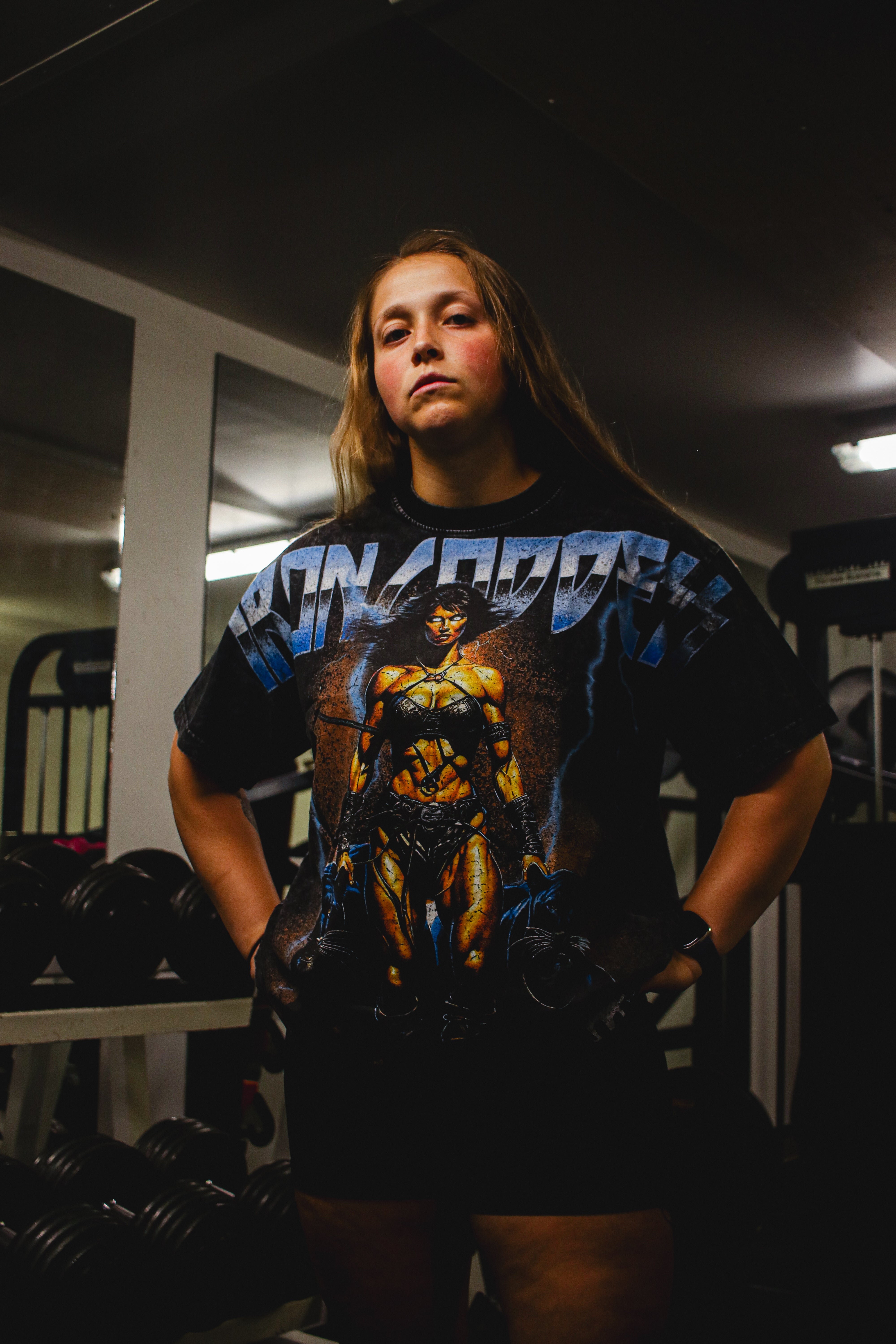 "IRON GODDESS" GIANT print Oversized Tee