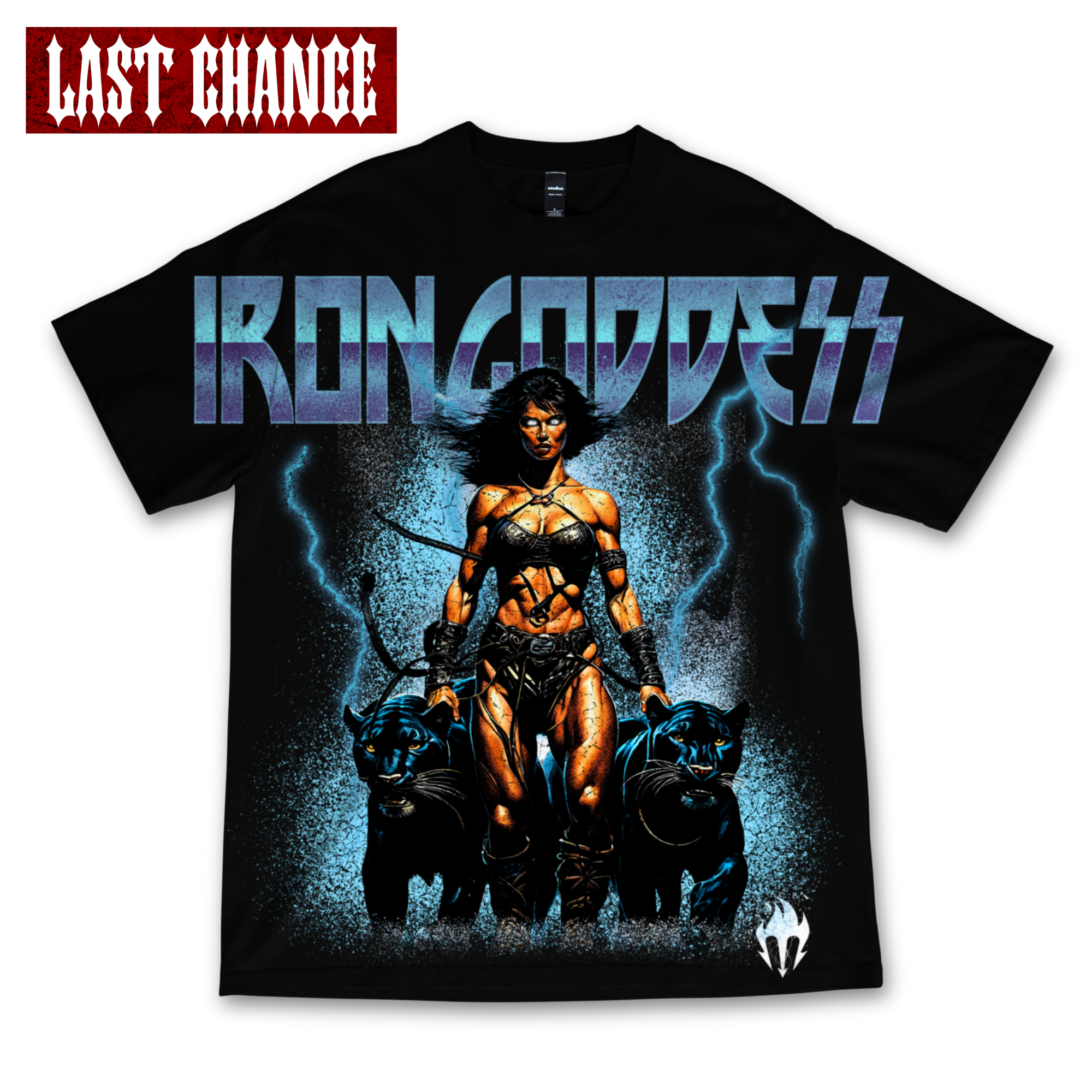 "IRON GODDESS" GIANT print Oversized Tee